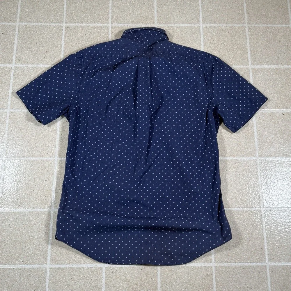 Polo Ralph Lauren Button Down Shirt Short Sleeve Navy Blue Polka Dot Sz M